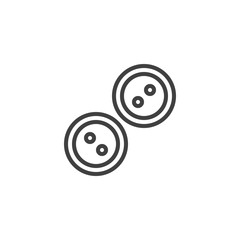 Clothes button line icon. linear style sign for mobile concept and web design. Dress button with two holes outline vector icon. Sewing symbol, logo illustration. Vector graphics
