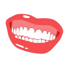 Seductive sexy lips, dazzling smile, color drawing in vector
