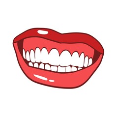 Seductive sexy lips, dazzling smile, color drawing in vector