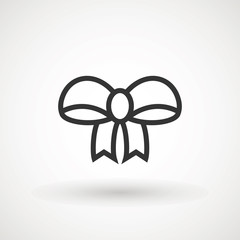 Ribbon Bow Vector Icon. Black gift bow silhouette. Template design for surprise, celebration event, presents, birthday, Christmas