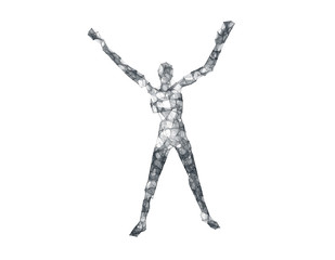 Obraz na płótnie Canvas Future human technology, human body wireframe graphics, network data