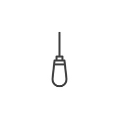 Obraz premium Awl groover line icon. linear style sign for mobile concept and web design. Tailor equipment outline vector icon. Symbol, logo illustration. Vector graphics