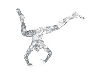 Future human technology, human body wireframe graphics, network data