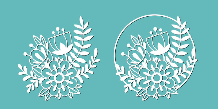 Template flower bouquet. A set of decorative elements for cutting paper, laser or plotter.