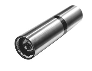 Metal saltcellar mill on isolated white background