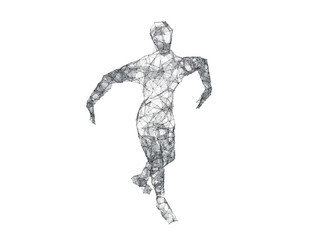 Fototapeta na wymiar Future human technology, human body wireframe graphics, network data