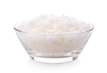 Rice in a bowl isolated on a white background