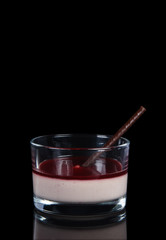 Photo of a wonderful delicious handmade dessert in studio on a black background