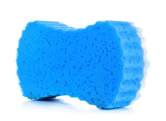 blue sponge for shower on isolated white background