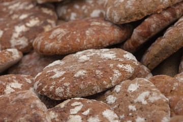 Traditional Rye flour bread cooked on site during the 