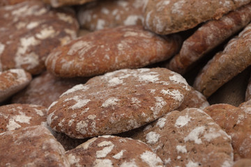 Traditional Rye flour bread cooked on site during the 
