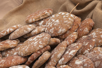 Traditional Rye flour bread cooked on site during the 