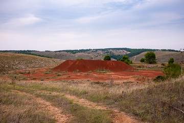 Beautiful view of the former open-pit bauxite mine near Spinazzola - Apulia, Italy