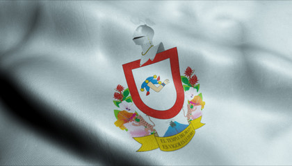 3D Waving Flag of Colima Closeup View