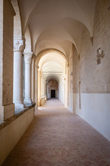 Fototapeta na wymiar Cloister of San Michele Arcangelo abbey. Montescaglioso, Basilicata, Italy