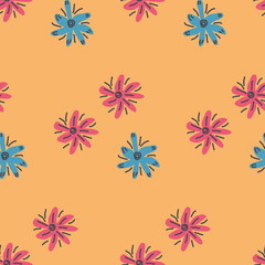 Elegant seamless pattern with flower branch. Scandinavian style