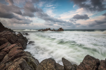 At the end of the summer / Magnificent view of the rocky coastline of the Black sea in September