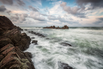 At the end of the summer / Magnificent view of the rocky coastline of the Black sea in September