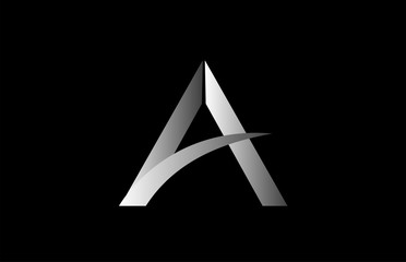 black white grey A alphabet letter logo icon design sign