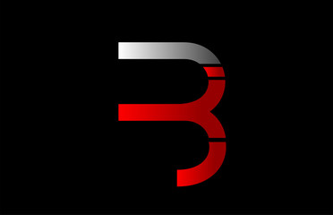 black white grey red B alphabet letter logo icon design sign