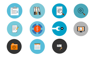 Business and office icon set for web and professional tools