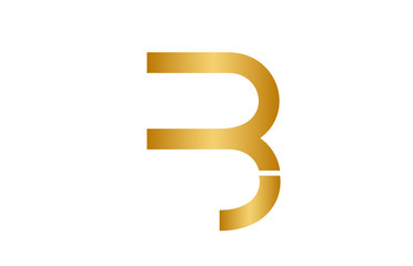 gold golden white B alphabet letter logo icon design sign