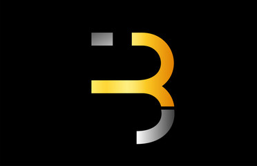 gold golden grey white B alphabet letter logo icon design sign