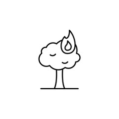 Burning tree, firefighter icon. Element of firefighter icon. Thin line icon for website design and development, app development