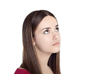 young girl thinking serious worried