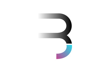 pink blue grey white B alphabet letter logo icon design sign