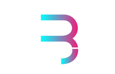 pink blue B alphabet letter logo icon design sign