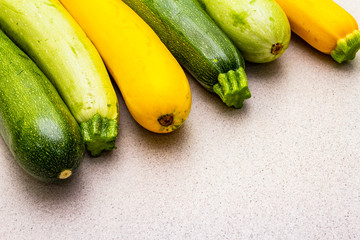 Assorted colorful zucchini