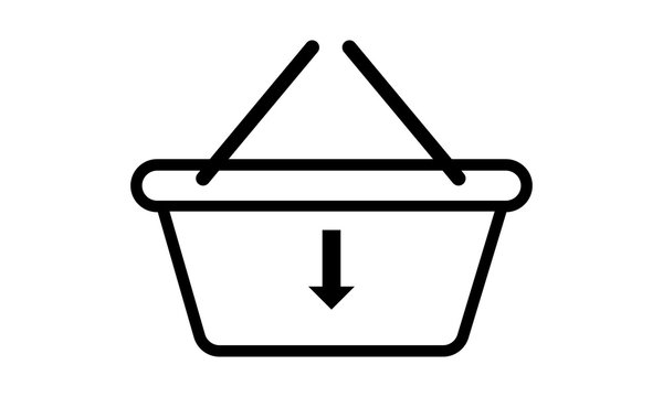  Basket shopping with down arrow isolated icon vector image