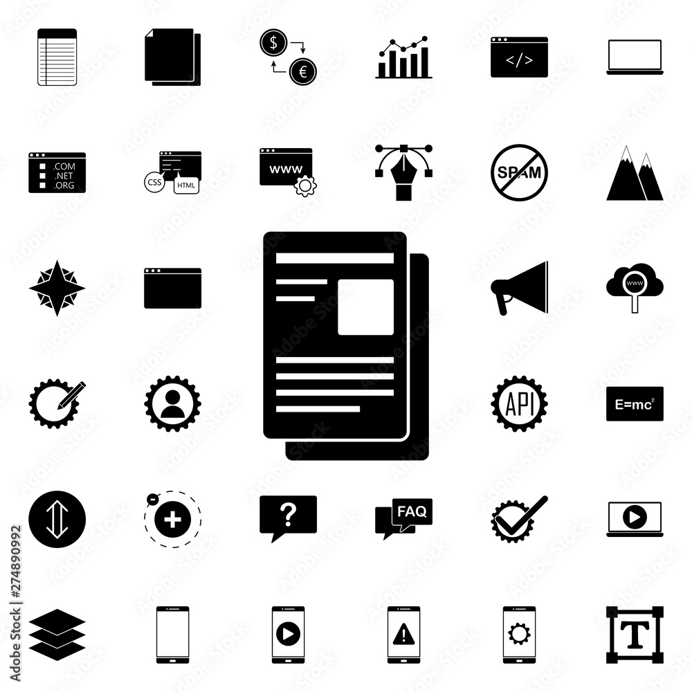 Aufkleber documentation icon. universal set of web for website design and development, app development