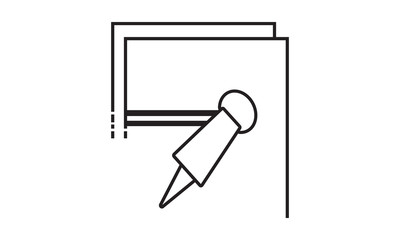 Office pin line icon for organization and stationery