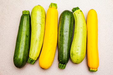 Assorted colorful zucchini