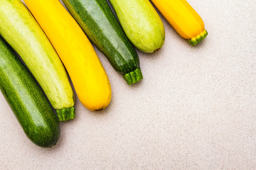 Assorted colorful zucchini