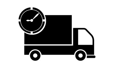  Cargo truck and clock icon vector image
