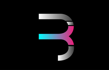 blue pink grey white black B alphabet letter logo icon design sign
