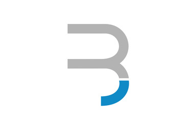 blue grey white B alphabet letter logo icon design sign