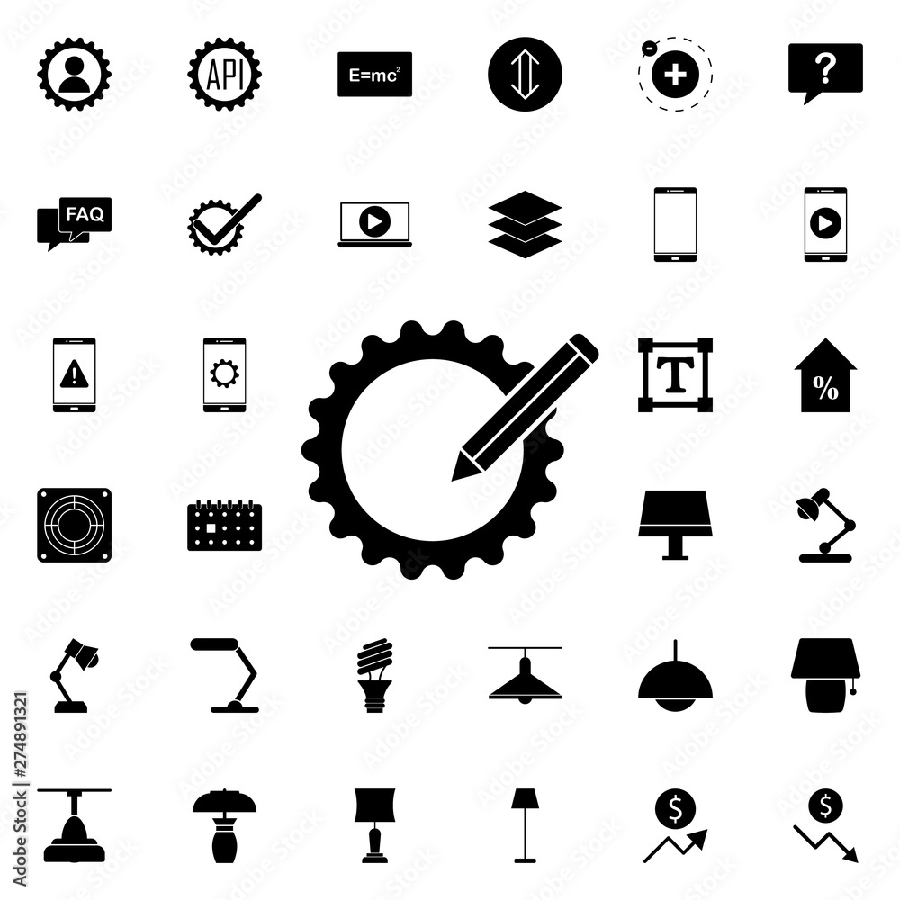 Aufkleber pencil setting icon. universal set of web for website design and development, app development