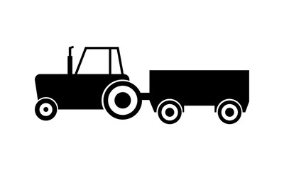 Tractor icon in flat style for farm and agricultural concepts