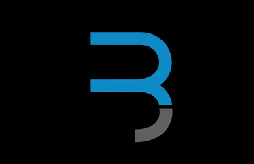 black grey blue B alphabet letter logo icon design sign