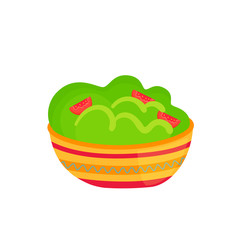 delicious guacamole sauce vector isolated on white background