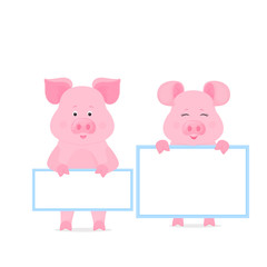 Pig hold a blank sign, clean poster, empty poster, banner. Funny piggy.