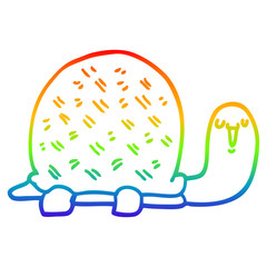 rainbow gradient line drawing cute cartoon turtle