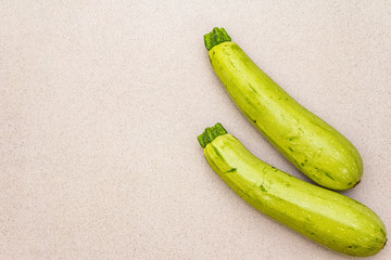 Bright green courgette