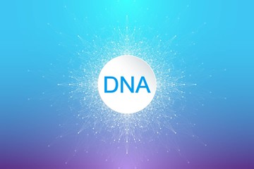 Colorful molecules background. DNA helix, DNA strand, DNA Test. Molecule or atom, neurons. Abstract structure for science or medical background, banner. Scientific vector illustration.