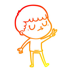 warm gradient line drawing cartoon grumpy boy