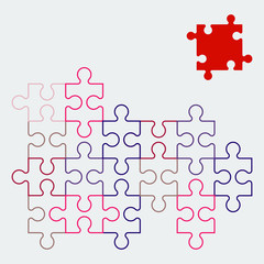 Pieces puzzles illustration. Section compared banner background.Vector Illustration